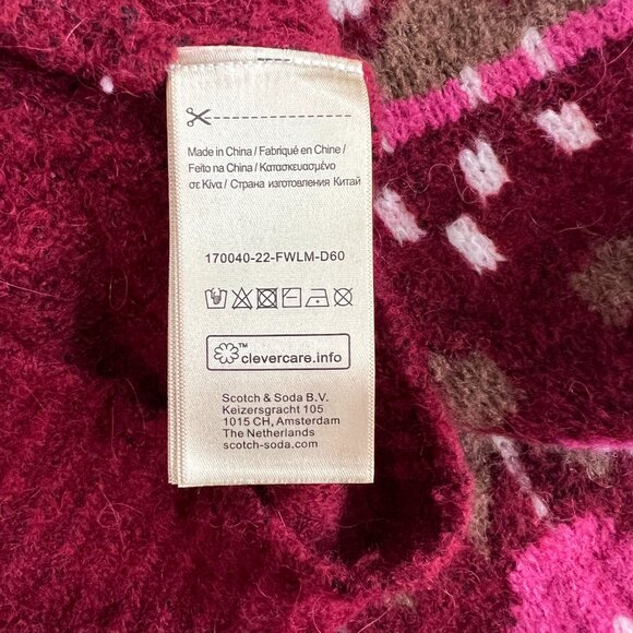 Scotch & Soda Amsterdam Women’s M Medium Pink Red Floral Alpaca Wool Sweater - Picture 6 of 7